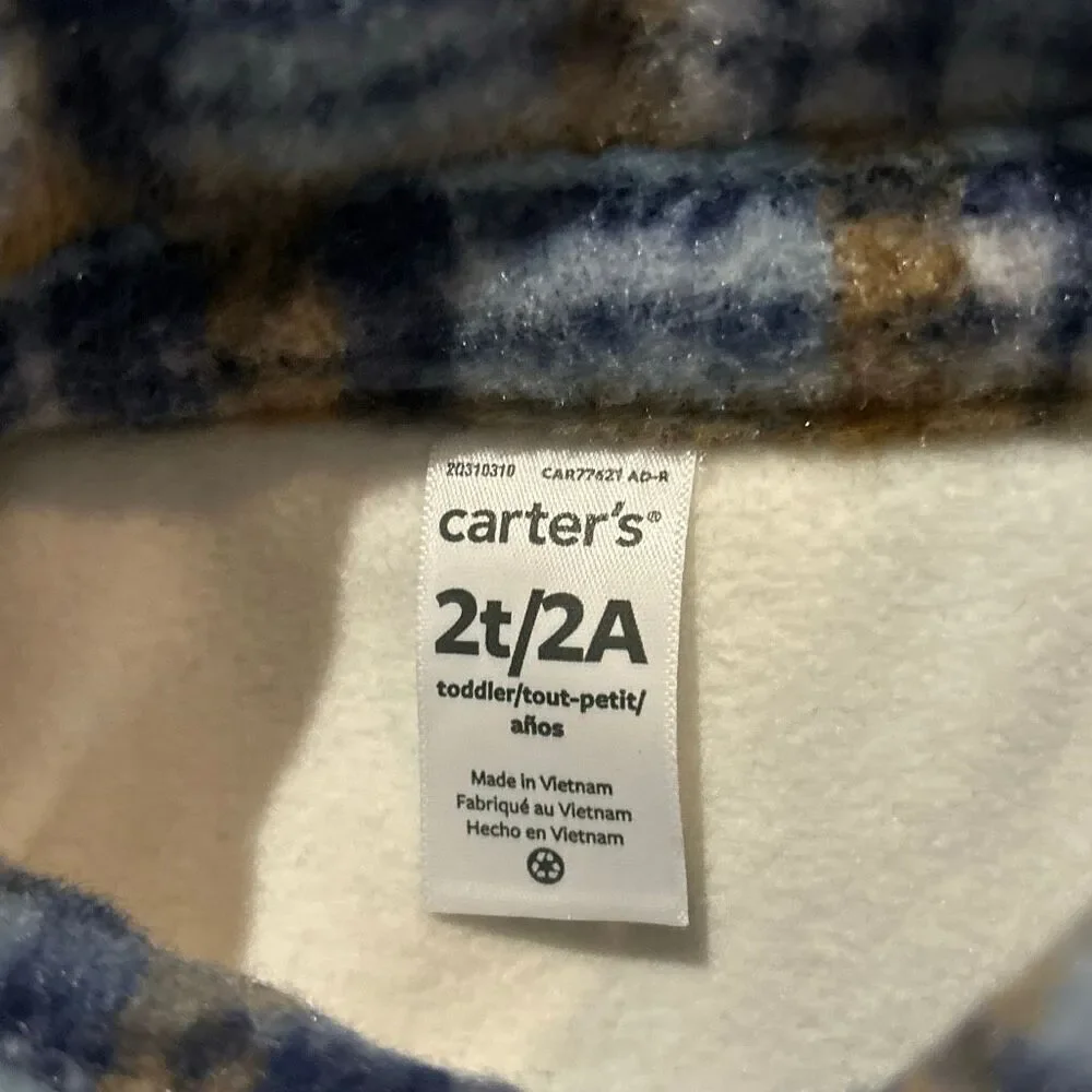 Carter’s Blue Plaid Shacket 2T NWT Lined Shirt Jacket